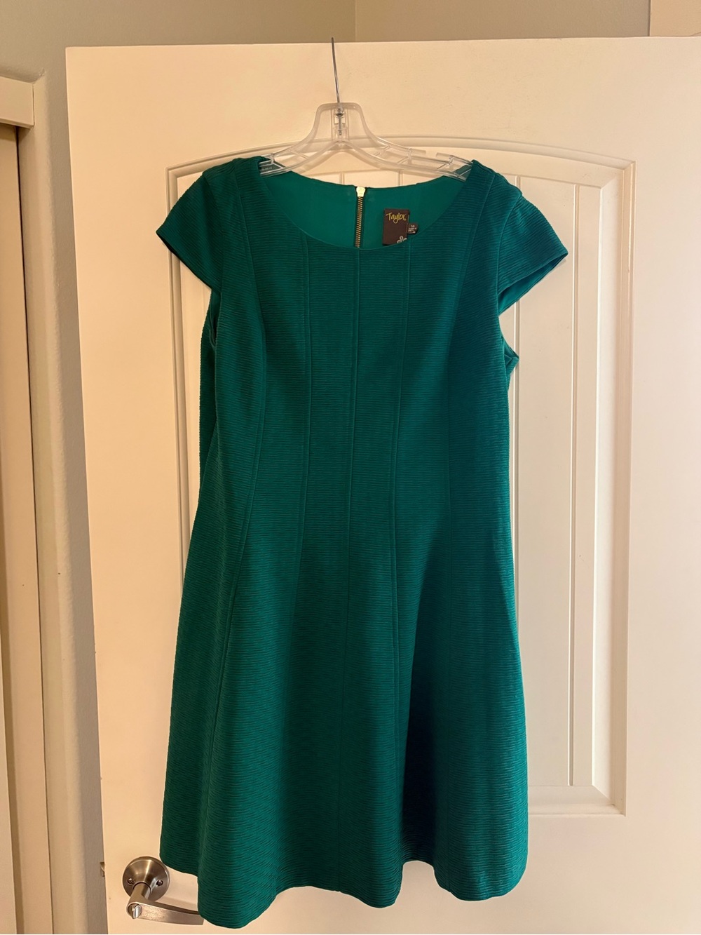 Taylor Teal Cap Sleeve Fit-and-Flare Dress